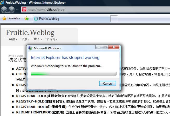 Internet Explorer 8 beta1初体验 - ie8-crash